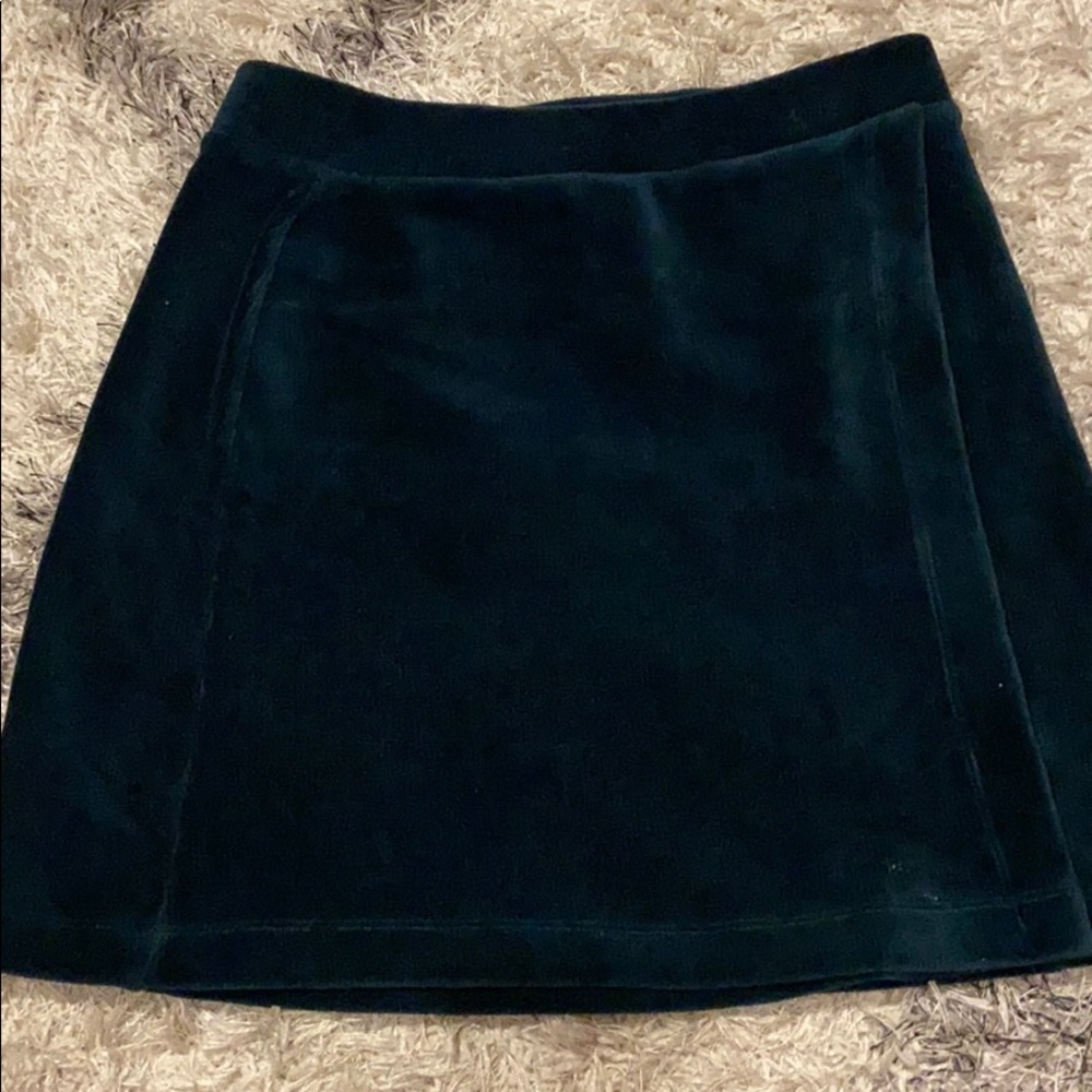 Dark Green Velvet Mini Skirt